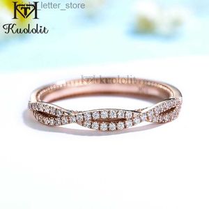 Com pedras laterais Kuololit genuíno 585 14K 10K anéis de ouro rosa para mulheres aliança de casamento Moissanite joias de luxo para aniversário de noivado YQ231209