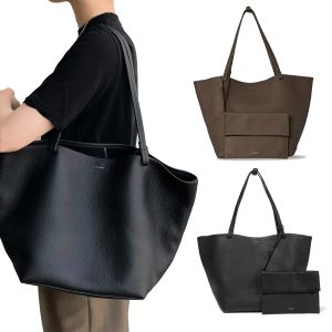 Роскошная сумочка с кошельком The Row Tote Bag Mens Mens Pochette Кожаный подгузник большой дизайнерский пакет для плеч.