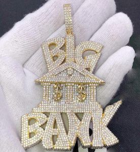 Catene Uomo Ragazzo Gioielli Hip Hop con lettera Ciondolo denaro grande BANK Iced Out Bling 5A Zircone cubico Collane a catena con corda pavimentataChains3235508