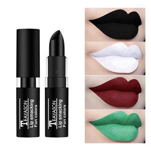 Lipstick Waterproof Velvet Matte Black White Lipstick Lasting Pigment Green Purple Lipstick Christmas Halloween Party Lip Makeup 231208