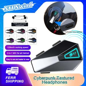 Car New X7 Motorcycle Helmet Headset Stereo Voice Control Bluetooth Hands Free Call IPX7 Waterproof With Ambient Light
