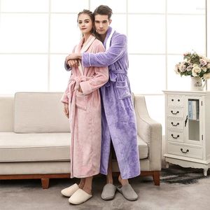 Homens sleepwear quente flanela roupão vestido loungewear inverno para mulheres solto quimono peignoirs homens nightwear outono casa roupas