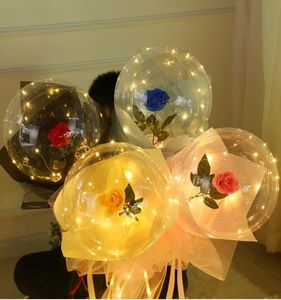 Fontes de festa DIY Valentine039s Day LED Rose Bobo Ball Luminous Bouquet Balão 20 polegadas Presente Confissão Proposta7830742
