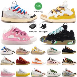 2024 Toppkvalitet Dubbelvävd snöresdesigner Lavin Shoes Womens Platform Lavins Leather Curb Casual Sneakers präglade Mother Child Nappa Calfskin Mesh Trainers