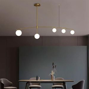 Minimalista preto ou ouro lustre moderno bola de vidro g9 led pendurado luz para sala jantar café bar longo pingente lamp2227