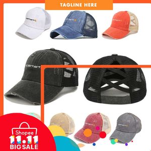 Caps Frühling und Sommer Ball Herren Damen Neue gedruckte Buchstaben Carharttss Carha Wash Horsetail Mesh Baseball Cap Lässige vielseitige Sonnenschutzkappe