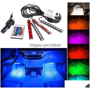 Diğer LED Aydınlatma 20 Set 12V Esnek Araba Stil RGB Şerit Işık Atmosfer Dekorasyon Lambası İç Neon Işıkları Denetleyici Dhirh