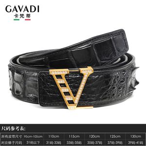 Crocodile leather men's belt, genuine leather, premium export quality, smooth buckle, luxury brand diamond inlaid letter buckle pants belt, authentic