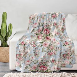 Koce Sweatling Rose Flower Super Miękkie Lekkie ciepłe biuro dla dzieci i dorosłych Podróż na kemping na kanapie Krzesło Flannel Koc 231208