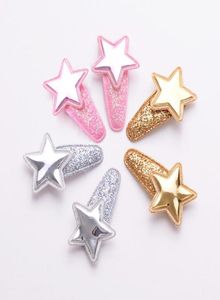 Old Cobbler ETS001 Hair Accessories Baby Clip Fivepointed Star Flash Powder Plastic Spraying Color Droplet Shape Candy Girl1503065