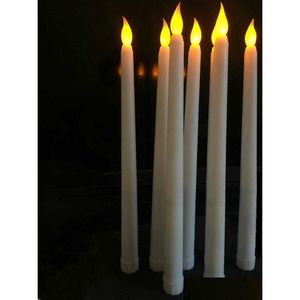 Candles 50Pcs Led Battery Operated Flickering Flameless Ivory Taper Candle Lamp Candlestick Xmas Wedding Table Home Church Drop Delive Dhoid