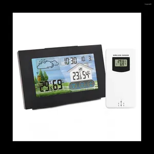 Clocks Accessories With Sensor Color Touch Screen Alarm Clock Wireless Weather Station Forecast Indoor Outdoor Hygrometer