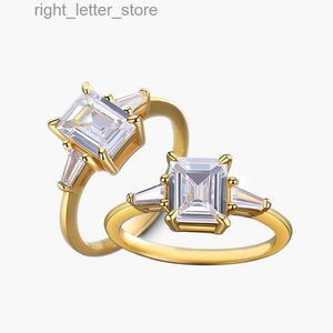 Z bocznymi kamieniami Dimingke 5x7mm szmaragdowy pierścień moissanite z certyfikatem GRA S925 Srebrna złota wyplana biżuteria premium dan zaręczynowy YQ231209