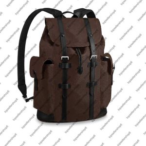 M43735 N41379 Christopher Pm Men Plecak Pęczak Płótna skórzana skórzana wykończenie Tekstyla Pasek podróżny TOTE TOTE TOTE RAMET BA255D