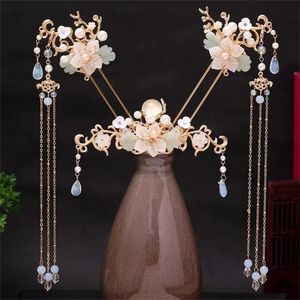 Headwear Hair Accessories Chinese Hair Sticks Tiaras Vintage Wedding Headpiece For Women Long Tassel Pearl Hairpins Classic Hanfu Hair Accessoires Jewelry 231208