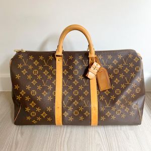 고용량 Keepall M41424 여자 남성 클러치 디자이너 가방 정품 가죽 크로스 바디 수하물 수하물 토트 핸드백 새로운 트렁크 더플 럭셔리 빈티지 호보 숄더백