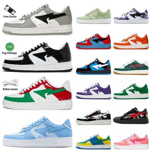 Novo estilo mulheres homens tubarão designer sapatos bapesstas tênis um banho macaco sk8 sta couro cinza rosa espuma verde vermelho branco preto baixo panda corredores esporte treinadores