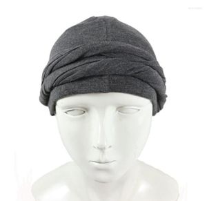 Berets Men Turban HeadWrap HaloTurban Durag Comfy Chemo Hat Satin Lined HeadScarf Muslim Hijab9318450