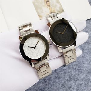 Moda Full Brand Wrist Watch Women Girl 36mm Dial Stainless Steel Metal Band Quartz Luxury AAA Clock MV 13