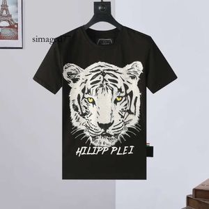 Män Phillip Designer Philipps Designer Men's Fashion PP Tiger Slim T-Shirt Plain Pleins Designer Fit Casual Rhinestone Kort ärm Runda nackskjorta T 462