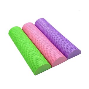 Blocos de ioga 30-45cm meio redondo rolo de espuma Eva para yoga pilates equipamento de fitness almofada de equilíbrio blocos de ioga com ponto flutuante de massagem 231208