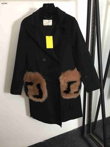Yünlü ceket kadın tasarımcı palto uzun kollu kürk ceket artı kadife sıcak marka topcoat moda sonbahar kış rüzgar kırıcı Aralık 07 yeni geliş