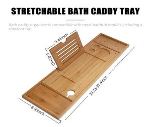 Bamboo Bathtub Tray Nonslip Bath Tray Spa Bathtub Organizer Book Wine Tablet Holder Reading Rack952253cm3667317