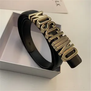 2024 Classic Women's Mochino Width 2,5 cm Belt Women's Mirror Quality Luxury 10A Designer Belt Women's Men's Gift Black and White Leather Buckle AAAA