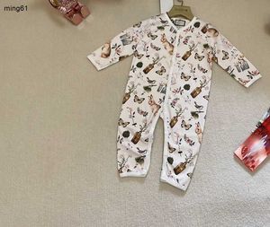 Varumärkesbarn Jumpsuits Single Breasted Born Baby Clothes Storlek 59-100 Animal Mönster Full Print Infant Bodysuit Dec05