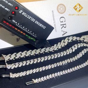 6.5mm/8mm/10mm Masculino Prata Cuban Link Chain Pass Diamond Tester Gra Vvs Moissanite Pulseira Cubana