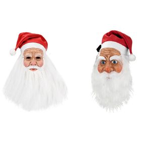 Partymasken Weihnachtsmann-Maske und Bart, weiche Latexmaske, Kopfbedeckung, weißer Vollbart, Tash, Augenbrauen, alter Mann, Maske, Weihnachtsfeier-Requisiten 231208