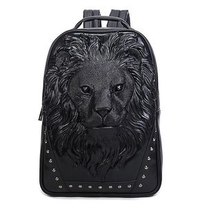 Borse a tracolla da uomo intera fabbrica Street Cool Animal Lion Head Uomini Backpack impermeabile in pelle resistente alla pelle S286s