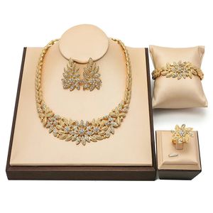 Wedding Jewelry Sets Italian 18k Gold Plated Set For Women Elegant Butterfly Pendant Necklace Earrings Bracelet Jewellry 231208