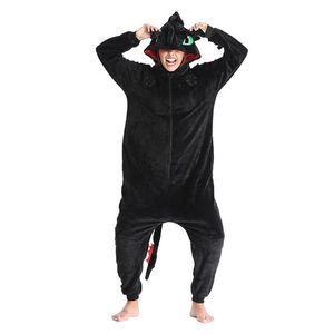 장난 꾸러기 드래곤 블랙 onesie 키즈 성인 연합 플란넬 파자마 애니메이