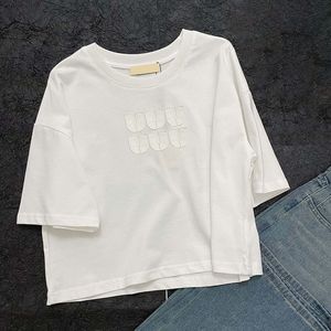 Croped Women T Shirt Tops Kort ärm Letters Woman Tees Casual Fashion Round Neck T Shirts