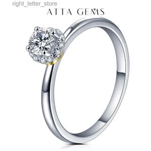 측면 돌로 0.34ct 여성용 Moissanite Rings 925 Sterling Silver 18K Gold 도금 실험실 다이아몬드 반지를위한 기념일 기념일 신부 새로운 선물 YQ231209