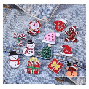 Pins Broches 2022 Inverno Dos Desenhos Animados Broche de Natal 12 Pçs / Conjunto Árvore Chapéu Luva Liga Esmalte Sier Banhado Para Crianças Pequenas Jóias Presente B Dh4Nn