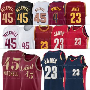 Donovan Mitchell Basketball Jerseys Evan 4 Mobley Clevelands Cavalier Darius 10 Garland Red White Blak Jersey