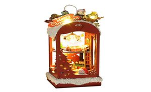 クリスマスキャビンコテージドールハウス雪と氷のあるミニチュアDIYハウス収集可能な建物または家の装飾H10207543966