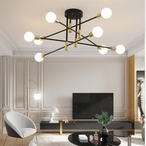 Plafoniere Lampadario moderno Lampada a LED per soggiorno Sala da pranzo Camera da letto Cucina Oro nero Luce Nordic Home Decor Apparecchio196D