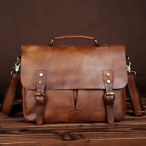 Briefcases Leather Satchel Purse Pack with Handle Shoulder Tote Bag Messenger Handbag for Office and Travel 231208