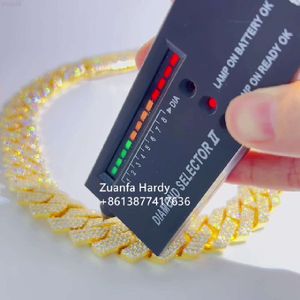 Pass Tester Gold Statel Heavy 442G 20 mm VVS MOISSANITE Naszyjnik Mężczyzn Modny Diament losowany z łańcucha łącza kubańskiego