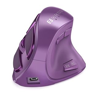 Möss Seenda Ergonomisk mus laddningsbar Bluetooth 5.0 3.0 2.4G USB Trådlös vertikal mus för MAC Windows Computers Purple Mice 231208