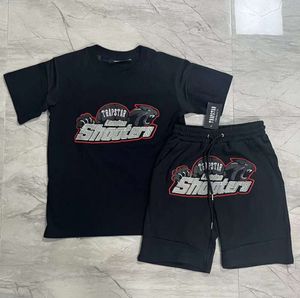 Trapstar 티셔츠 호랑이 트랙 슈트 편지 수 놓은 짧은 슬리브 영국 드릴 런던 셔츠와 반바지 세트 Central Cee 같은 스타일 스포츠웨어 9123ess