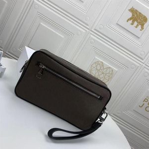 M42838 KASAI HANTBAG MENストラップ手首バッグファッション女性茶色の花リストトイレトリーキット