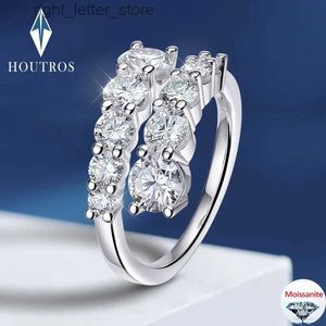 Com pedras laterais 3.26ct todos os anéis de moissanite 10 pedras espumante diamante noivado aliança de casamento para mulher 925 prata esterlina joias finas GRA YQ231209