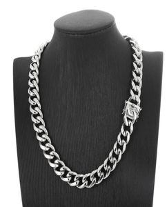 Heavy 15mm 24 Inch Silver Large Stainless Steel Cuban Curb Link Chain Necklace For Mens HipHop Jewelry8957913