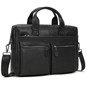 Briefcases sbirds Fashion Black Leather Briefcase For Men Male Genuine Men's Laptop Bag Handbags Work Korean Style 231208