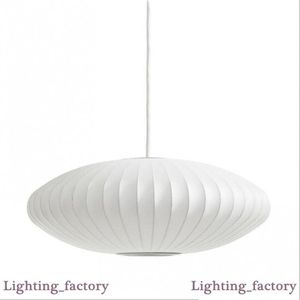 George Nelson Bubble Saucer Lamp E27 LED Vit Silk Pendant Light White Silk Plat Ball Pendant Lights Lamp White Silk Hanging Ligh1903