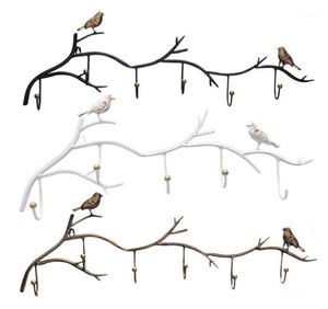 5 Hooks Wrought Iron Bird Door Hook Rack Clothes Rack Robe Key Holder Door Mounted Hat Hanger Kitchen Wall Home Decoration12164575